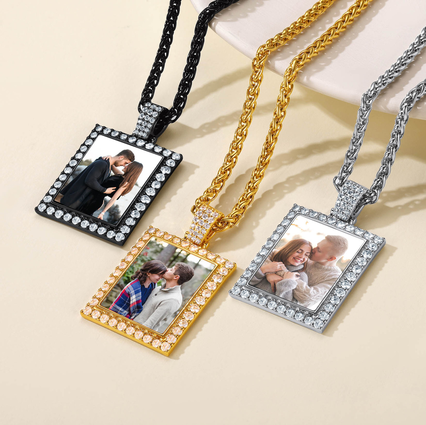 Personalized Photo Iced Out Pendant Necklace all color