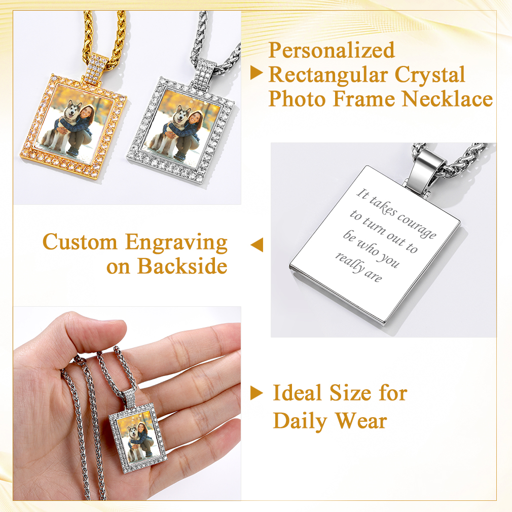 Personalized Photo Iced Out Necklace detail