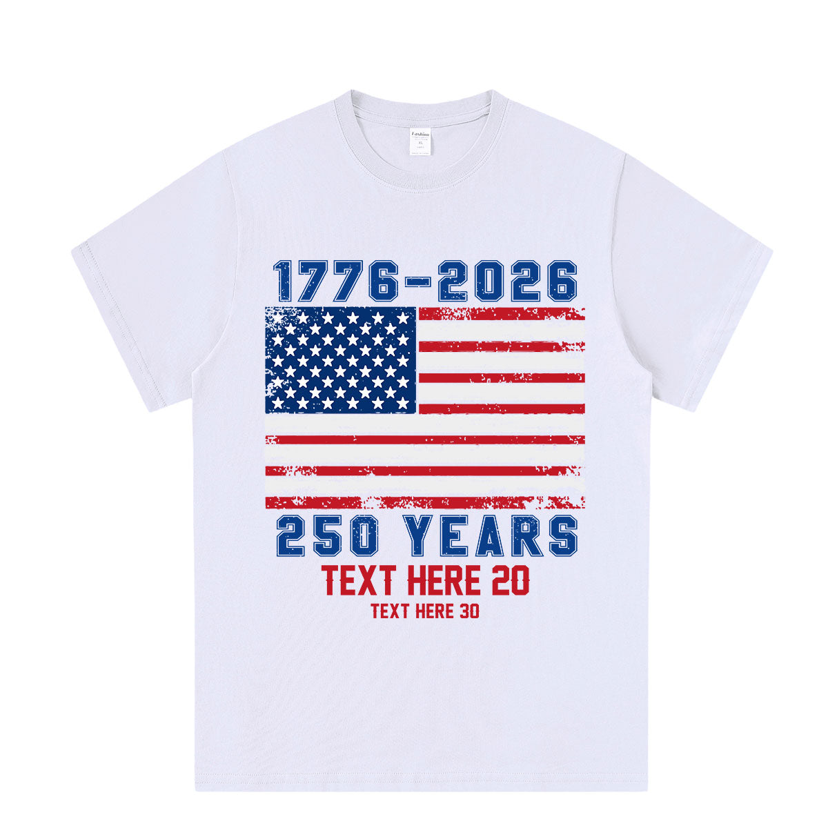 America 250th Anniversary Patriotic Flag T-Shirt 1776-2026 White