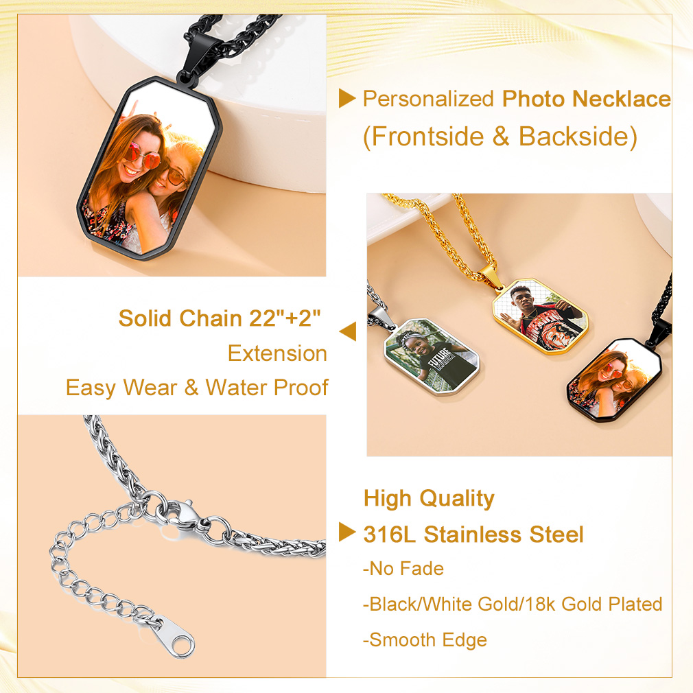Photo Dog Tag Necklace for Men detail