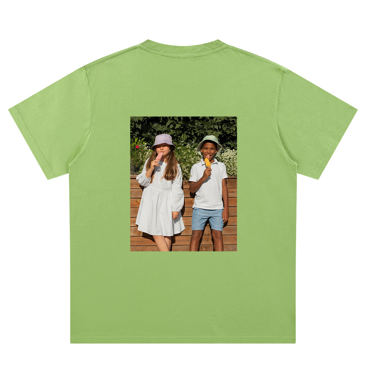 Custom Picture light green back T-Shirt