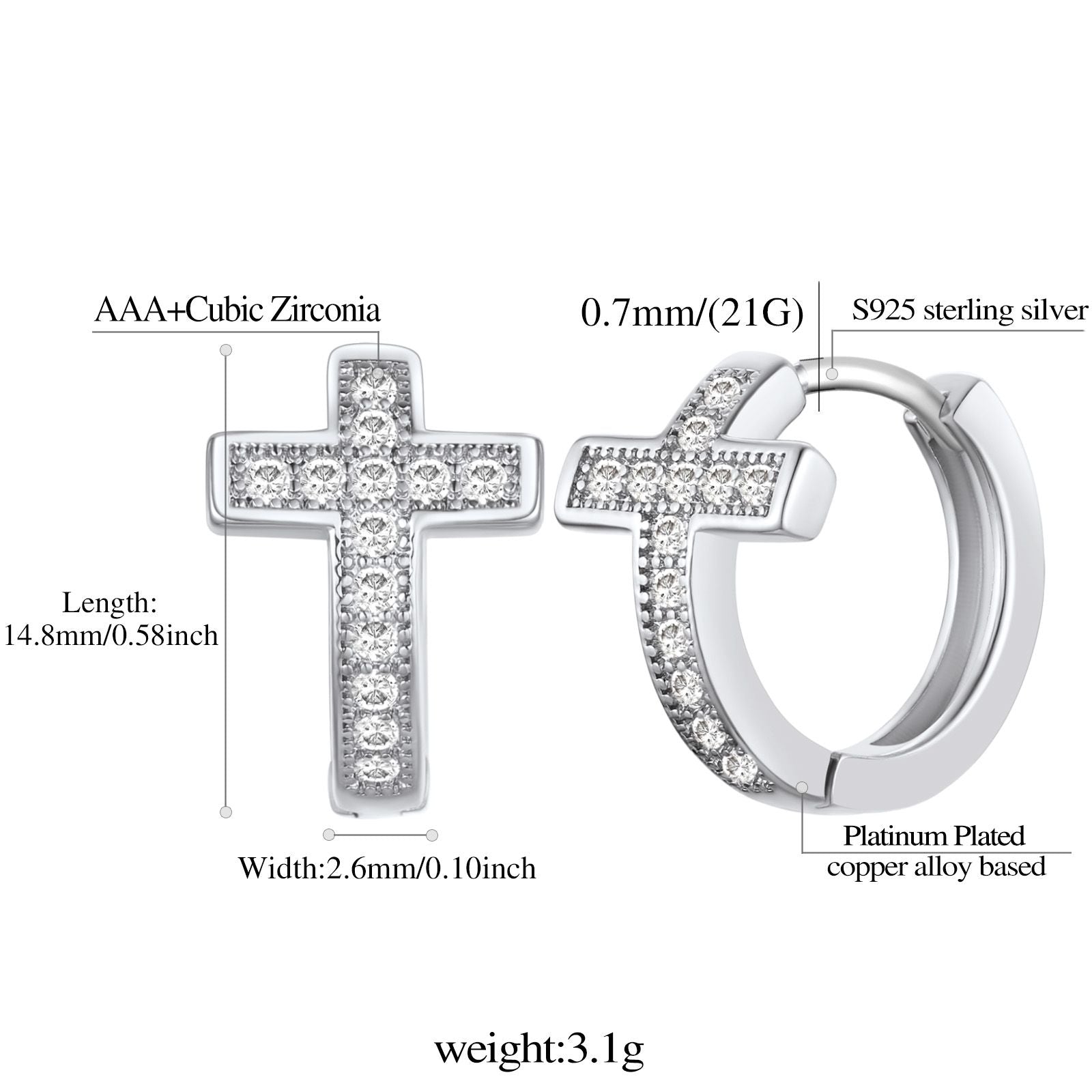 Flash Sale CZ Cross Huggie Hoop Earrings for Women