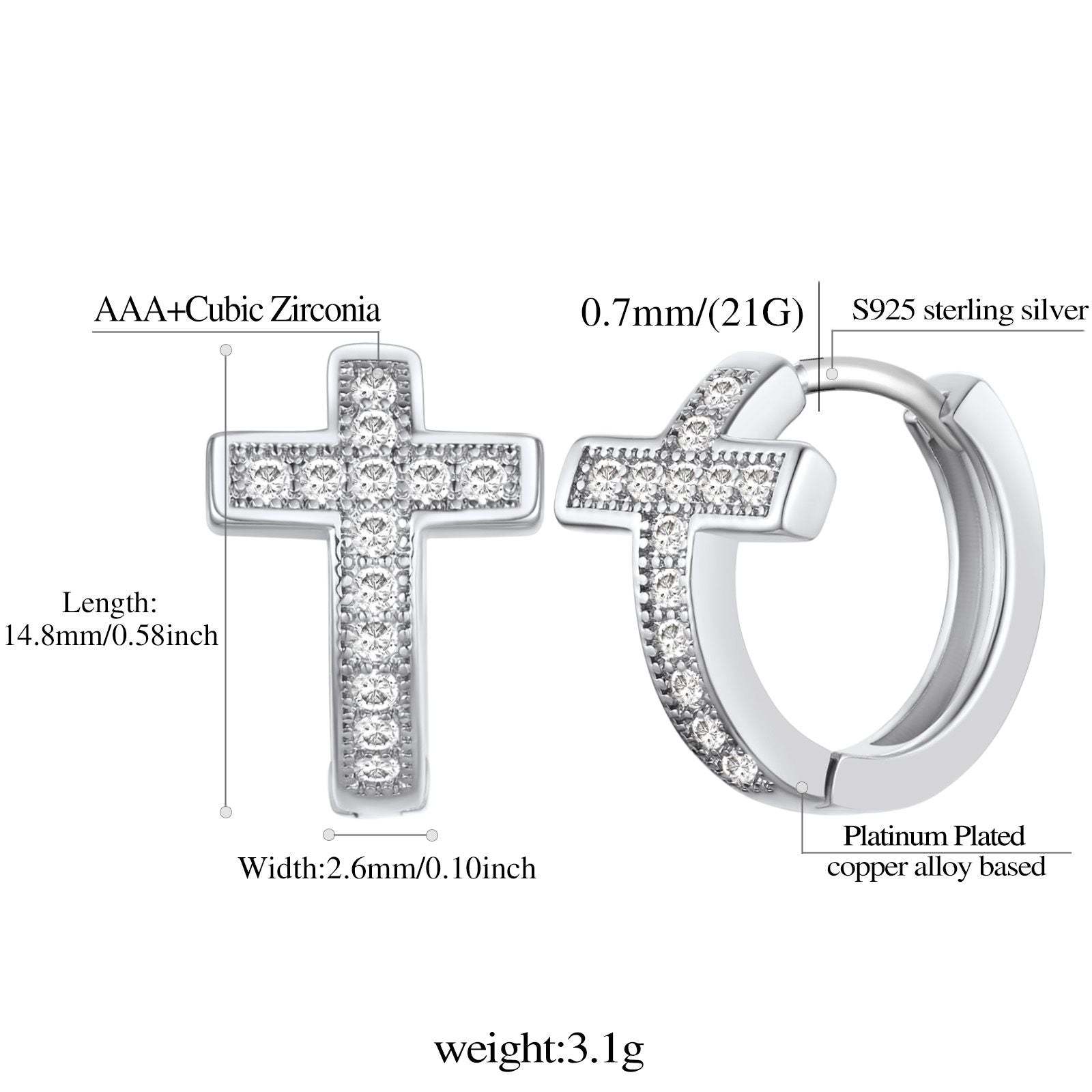 Flash Sale CZ Cross Huggie Hoop Earrings for Women