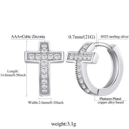 Flash Sale CZ Cross Huggie Hoop Earrings for Women