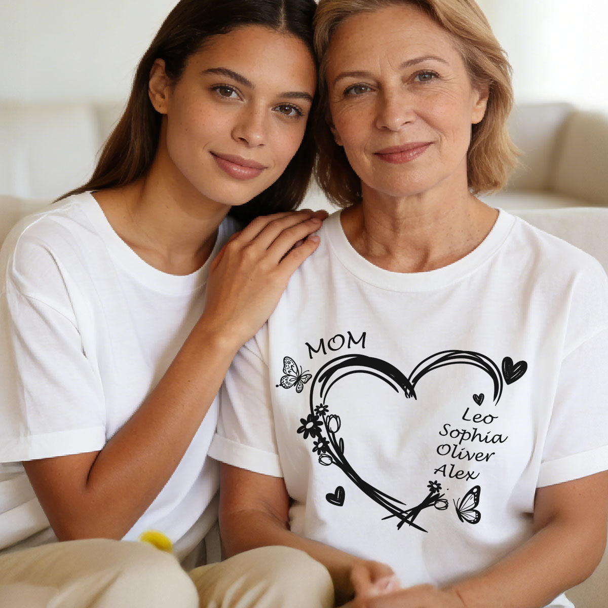 Personalized Heart & Name T-Shirt for Mom gift