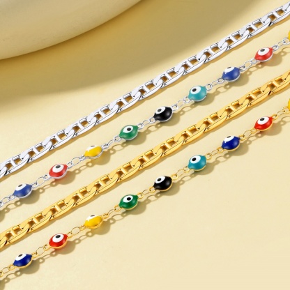 Layered Evil Eye Anklet Multiple Chain all color