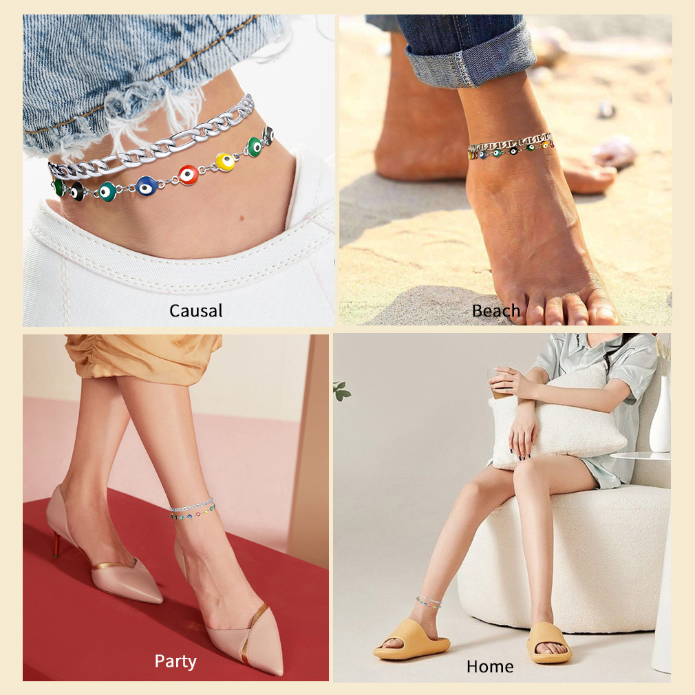 Layered Evil Eye Anklet Multiple Chain Ankle Bracelet for any occasion