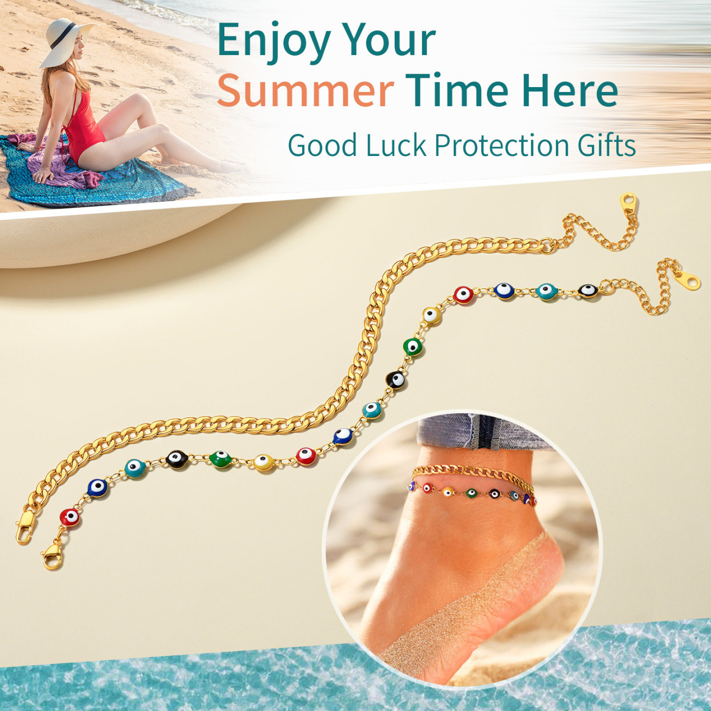 Evil Eye Anklet summer Chain 