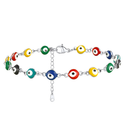 Evil Eye silver Chain Anklet 