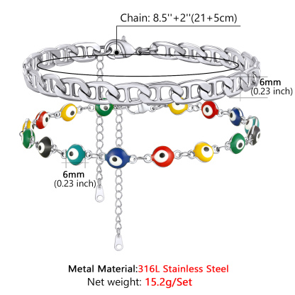 Layered Evil Eye Anklet Multiple Chain Ankle Bracelet size