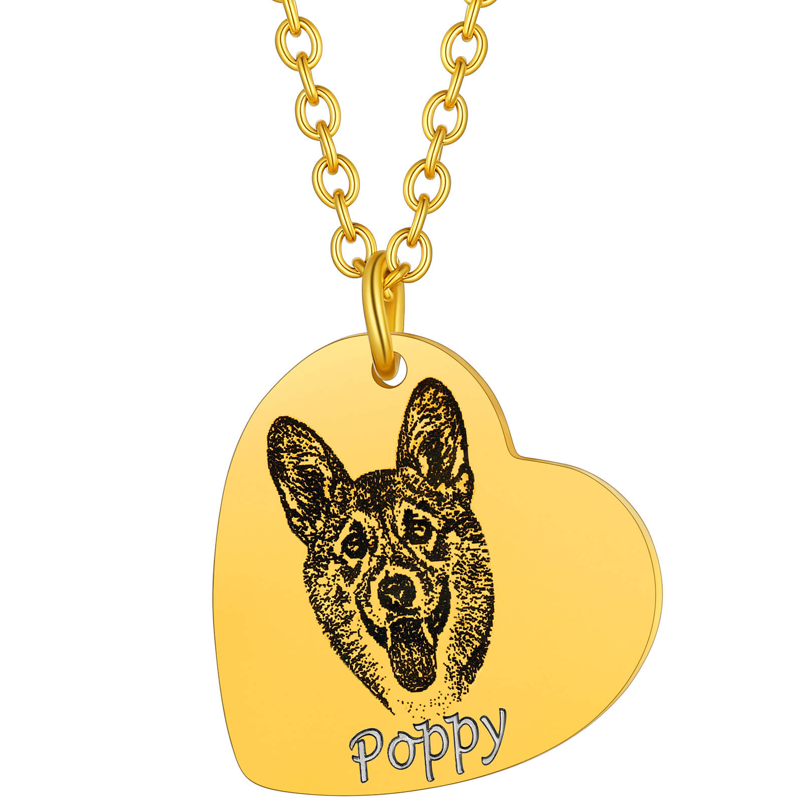 Custom Heart Pet Portrait Photo Necklace for Pet Lover Pet Loss Gift