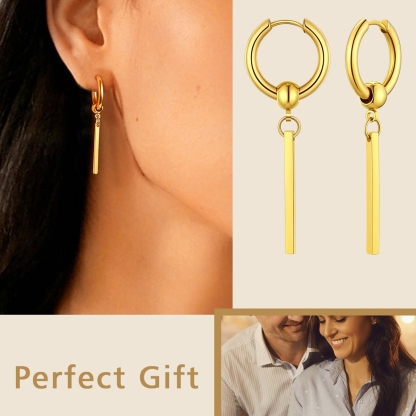 gold Bar hoop Earrings