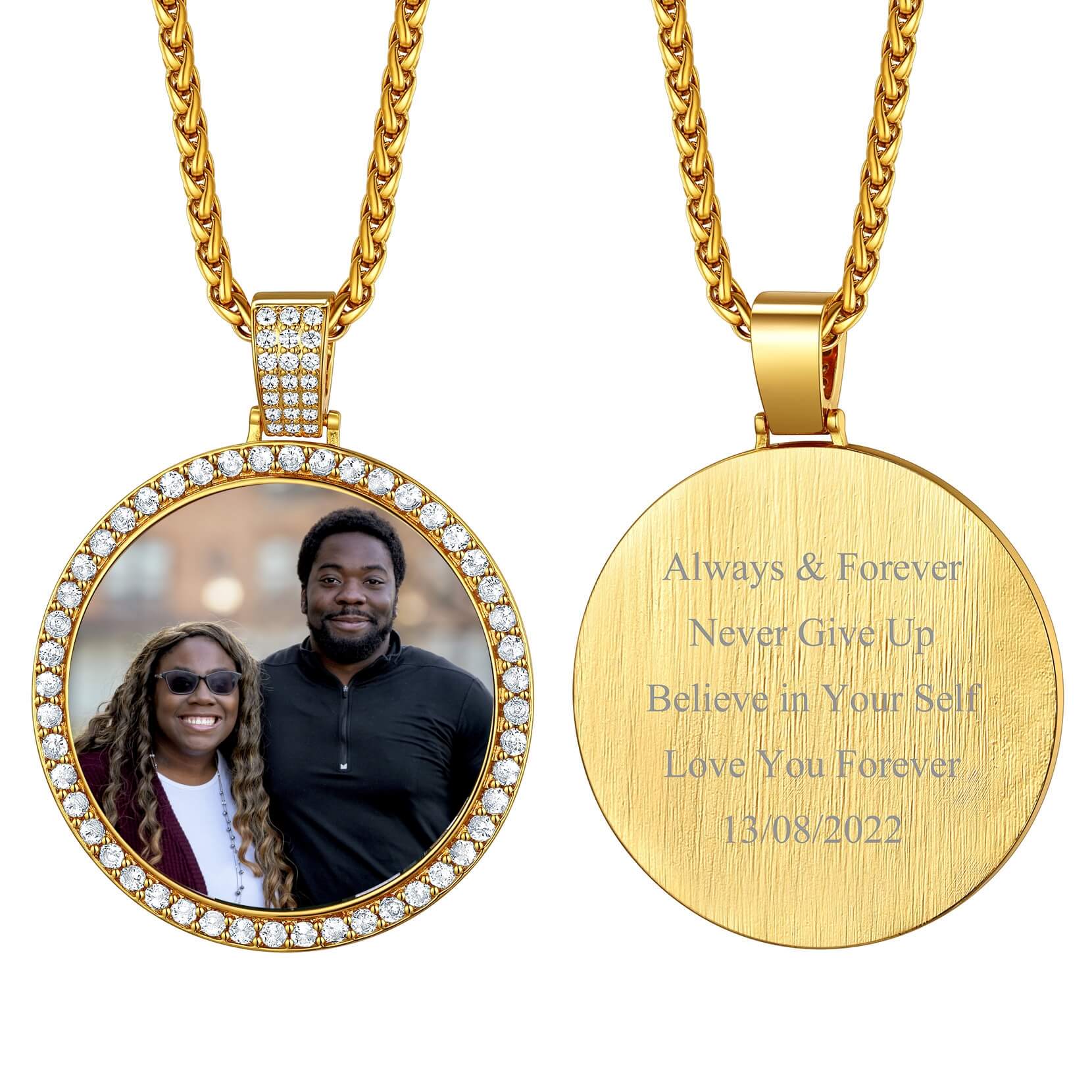 gold circle chain photo necklace