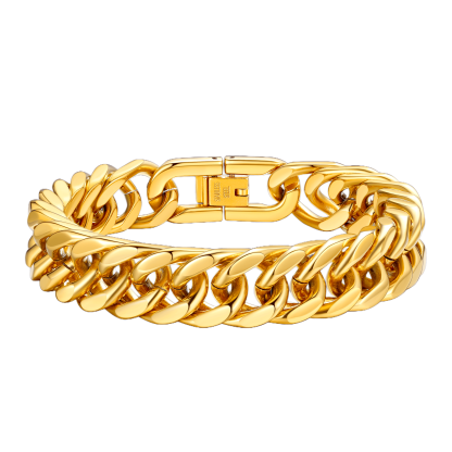 gold Cuban Link Curb Chain bracelet-12mm
