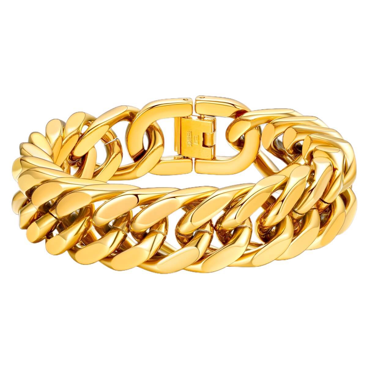 gold Cuban Link Curb Chain bracelet-17mm
