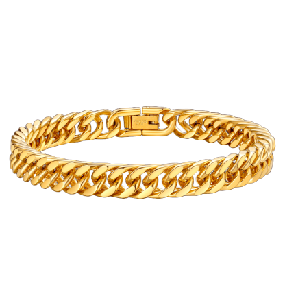 gold Cuban Link Curb Chain bracelet-8mm