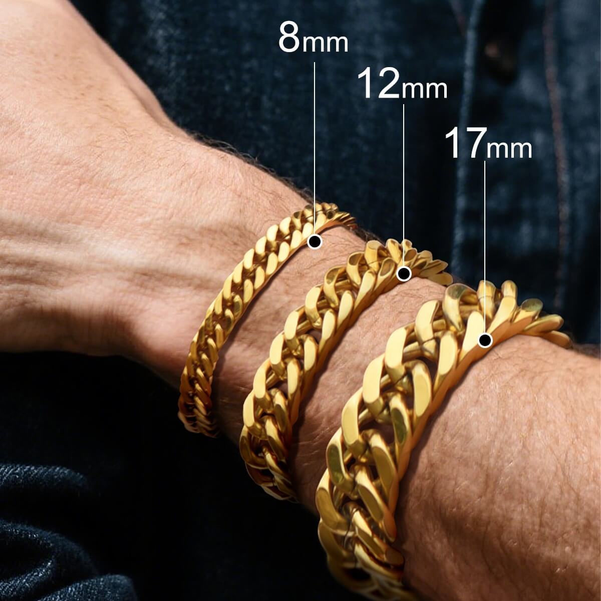 gold Cuban Link Curb Chain bracelet size