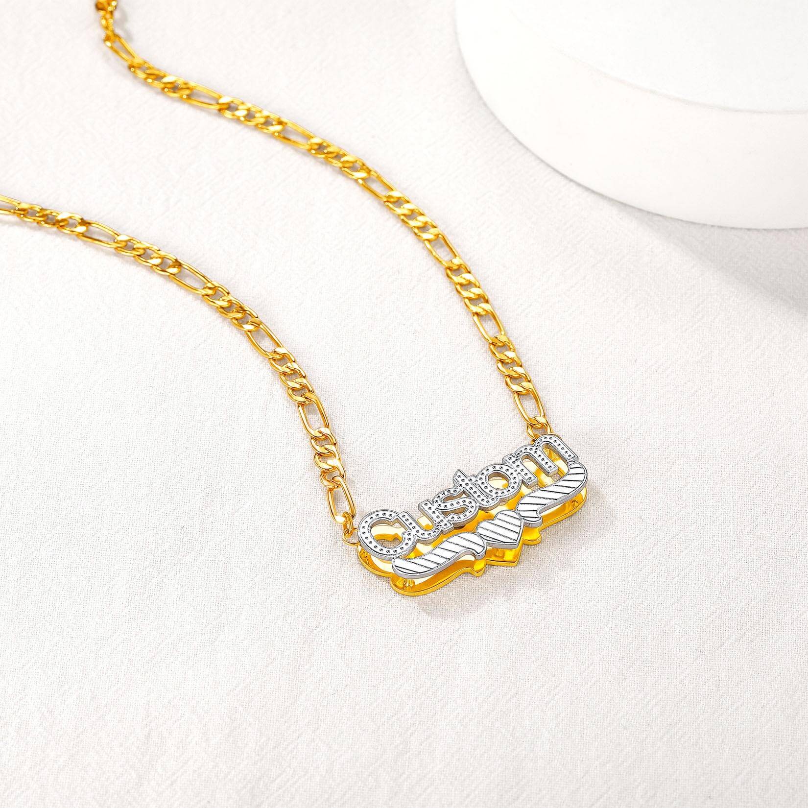 Gold  Heart Diamond Cut Name Necklace