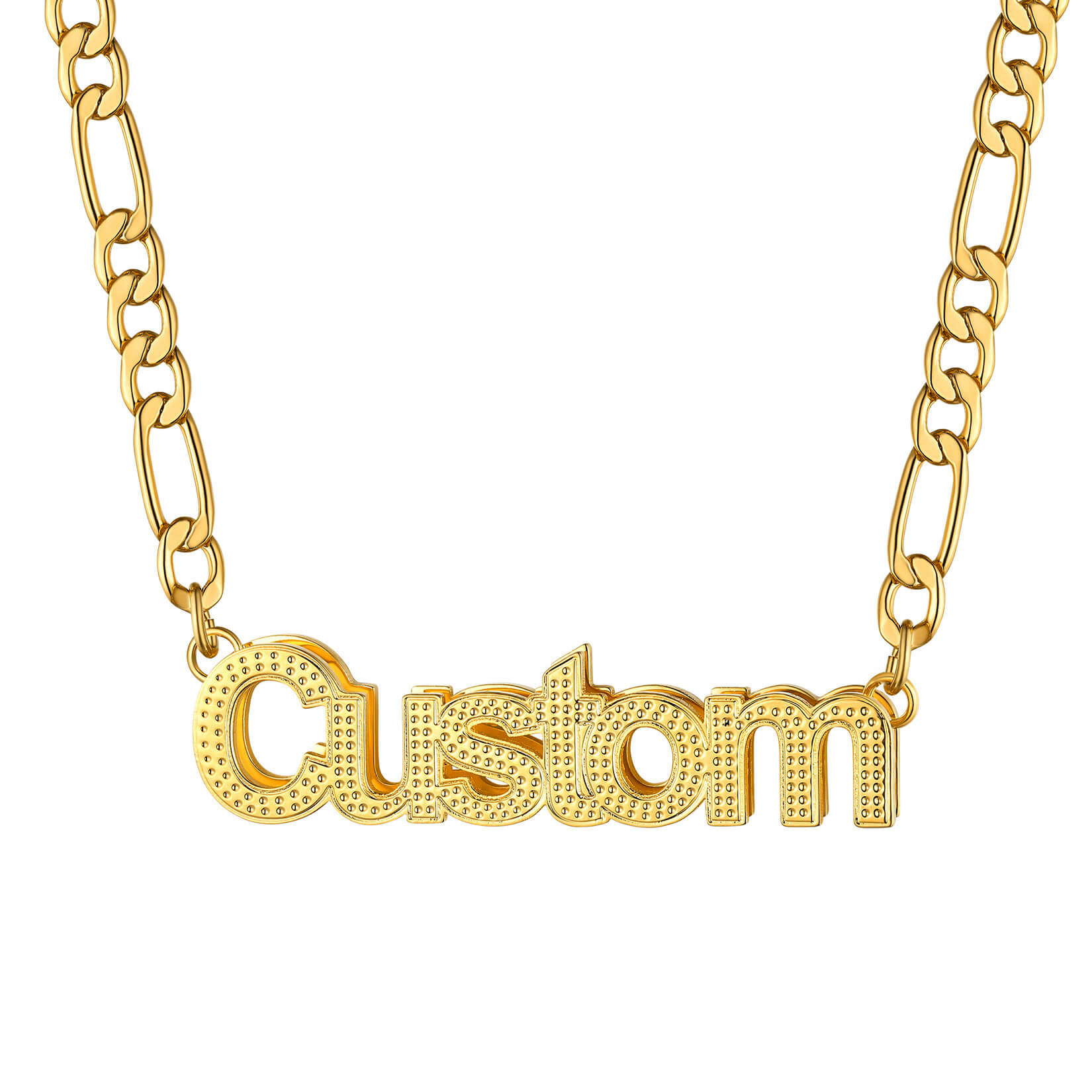 Personalized Diamond Cut Name Necklace with Figaro Chain