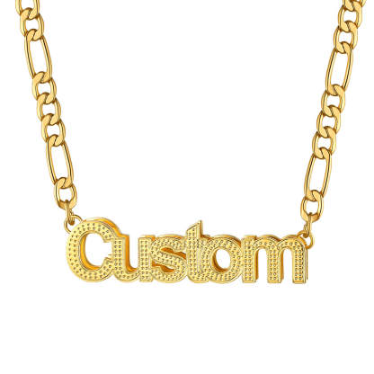 Personalized Diamond Cut Name Necklace with Figaro Chain
