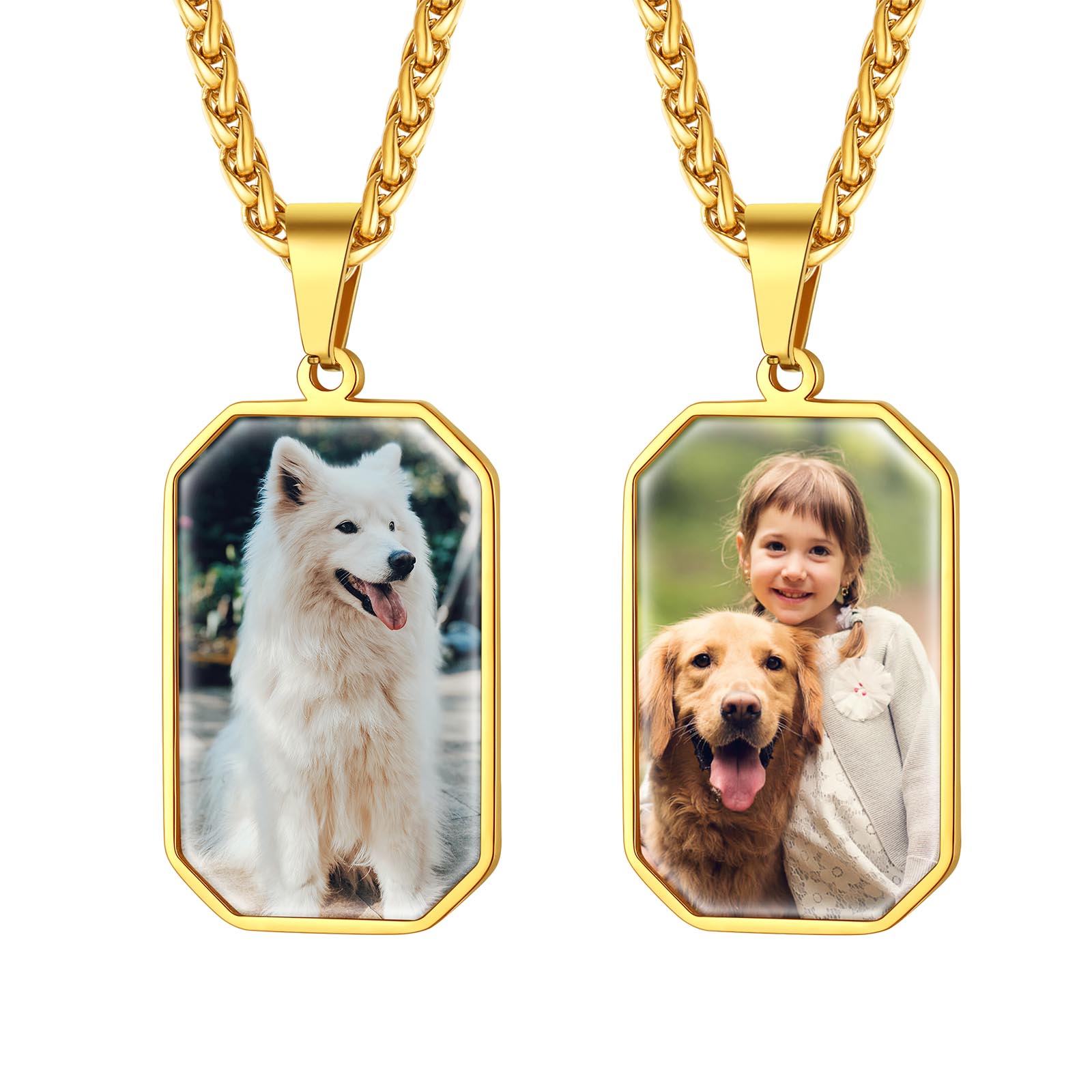 gold photo dog tag necklace