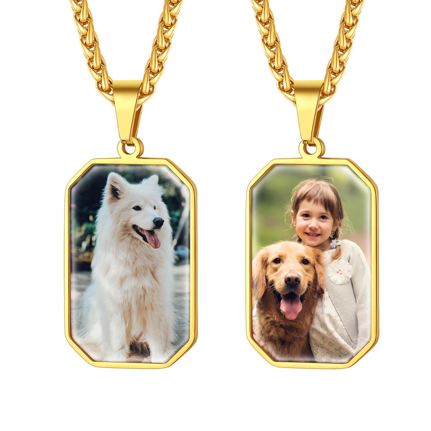 gold photo dog tag necklace
