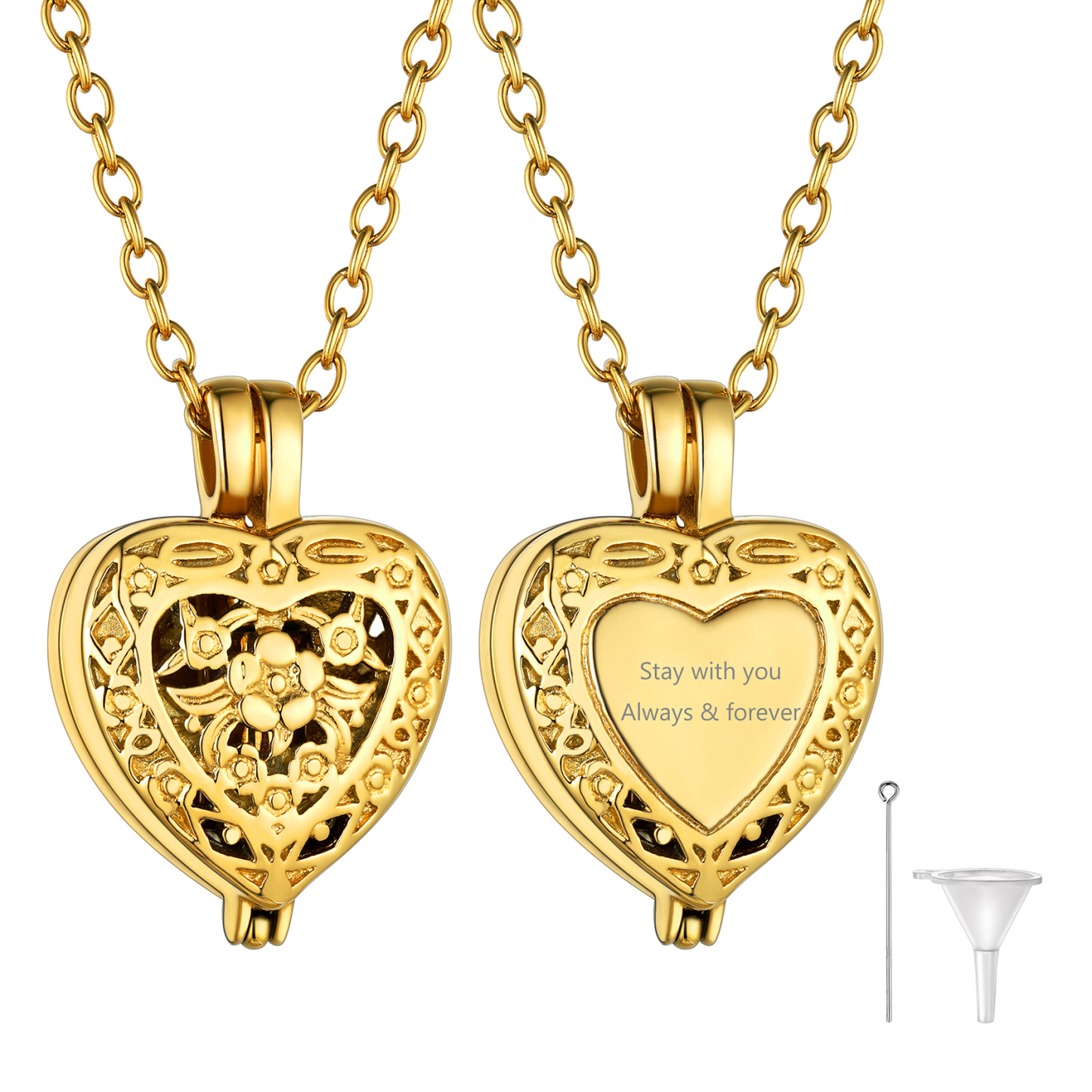 gold Heart Cremation Urn Necklace for Ashes