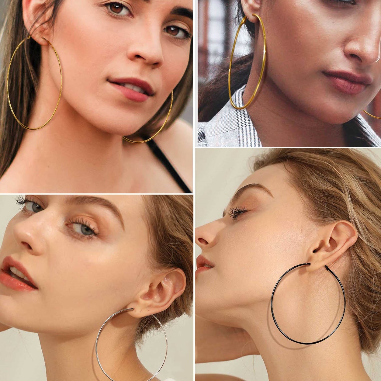 14K Gold Plated Hoop Earrings for Women