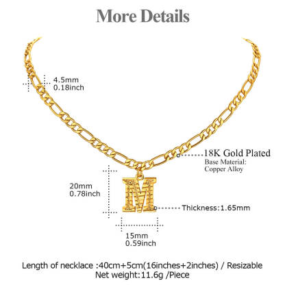 Gold  Initial Necklace size detail