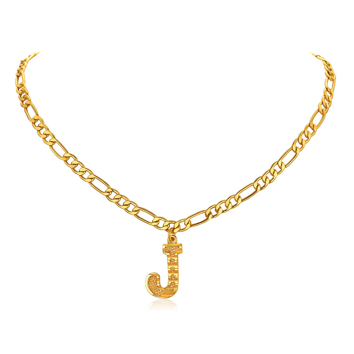 14K Gold Initial Letter Necklace-J