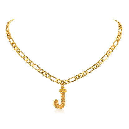 14K Gold Initial Letter Necklace-J