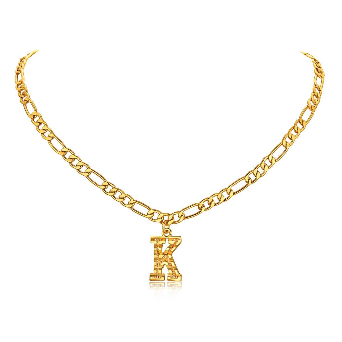 14K Gold Initial Letter Necklace-K