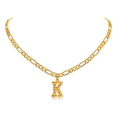 14K Gold Initial Letter Necklace-K