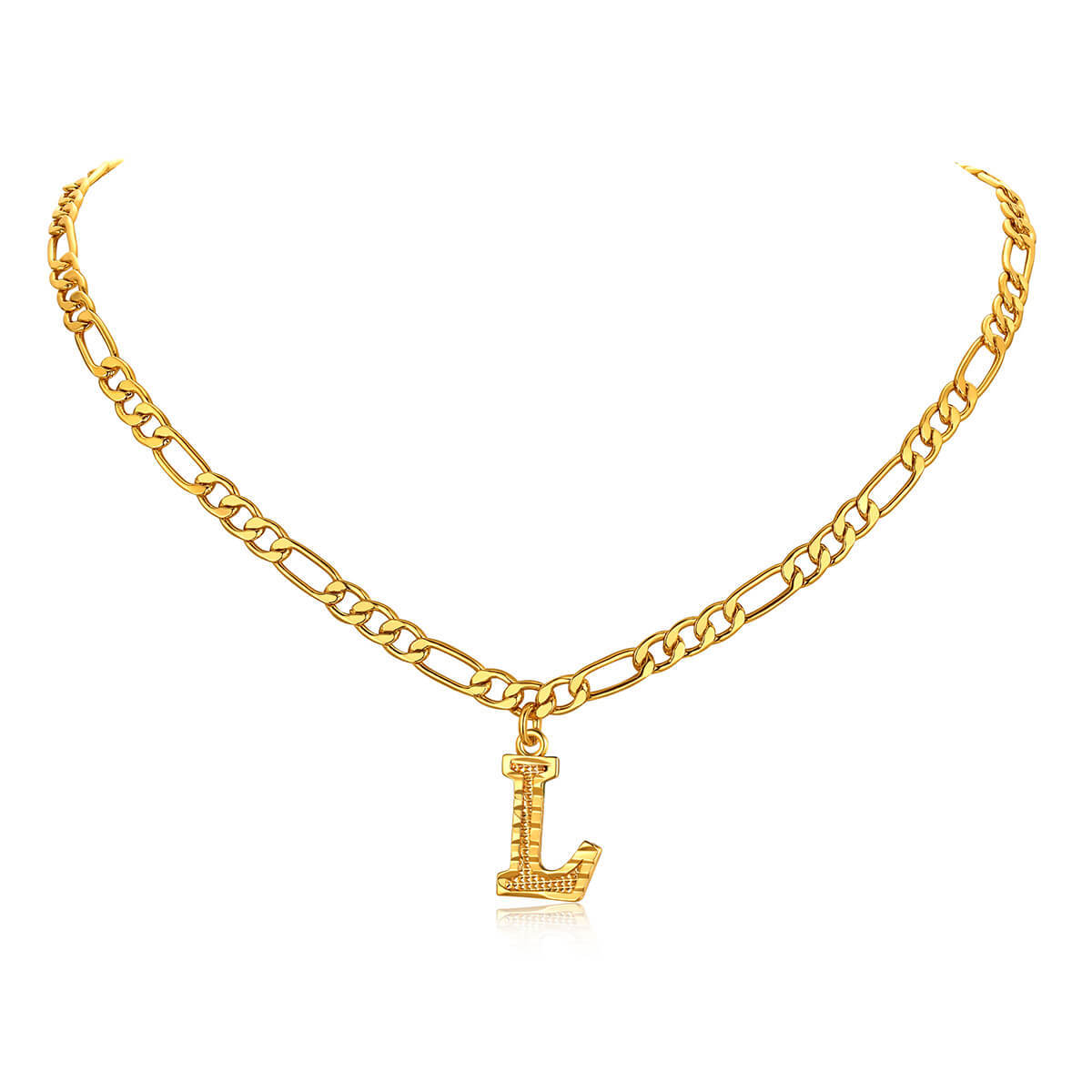 14K Gold Initial Letter Necklace-L