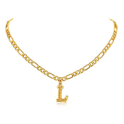 14K Gold Initial Letter Necklace-L
