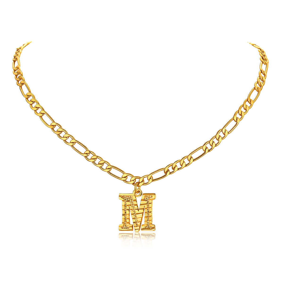 14K Gold Initial Letter Necklace-M
