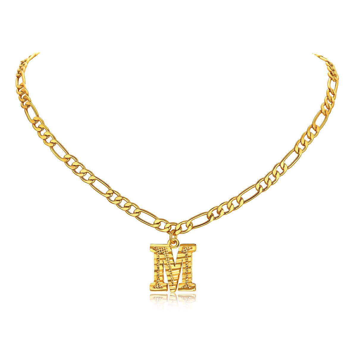 14K Gold Initial Letter Necklace-M
