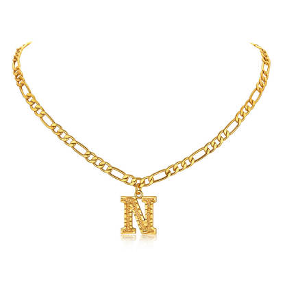 14K Gold Initial Letter Necklace-N