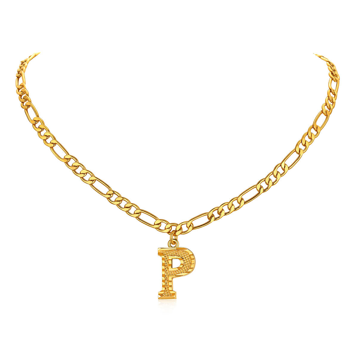 14K Gold Initial Letter Necklace-P