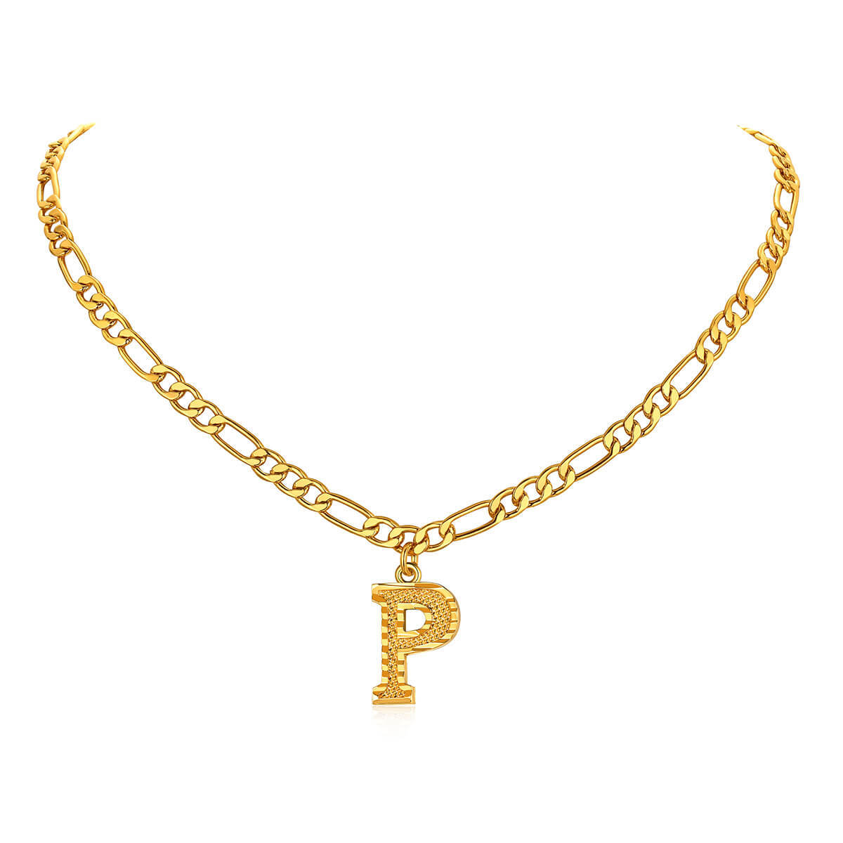 14K Gold Initial Letter Necklace-P