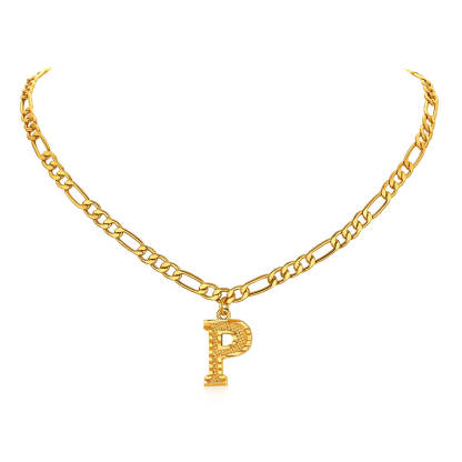 14K Gold Initial Letter Necklace-P