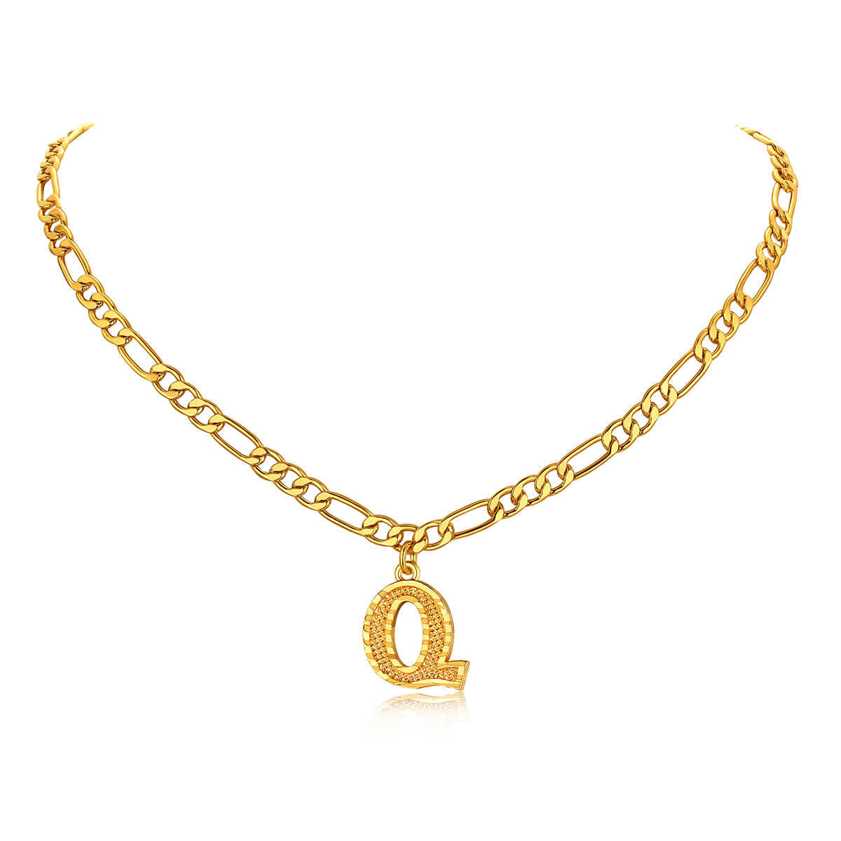 14K Gold Initial Letter Necklace-Q