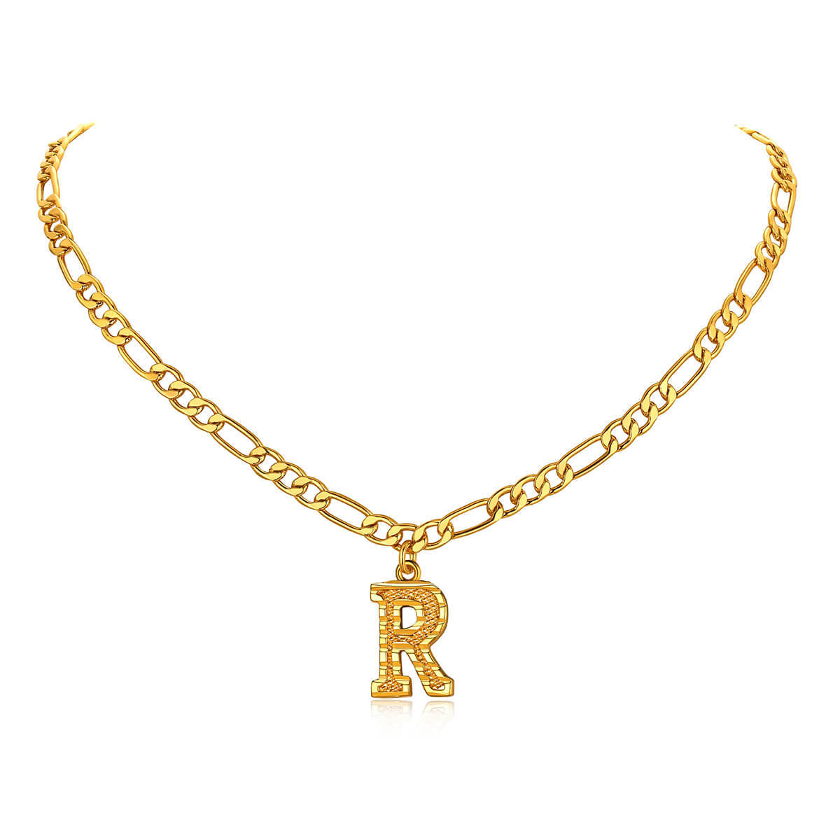 14K Gold Initial Letter Necklace-R