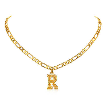 14K Gold Initial Letter Necklace-R