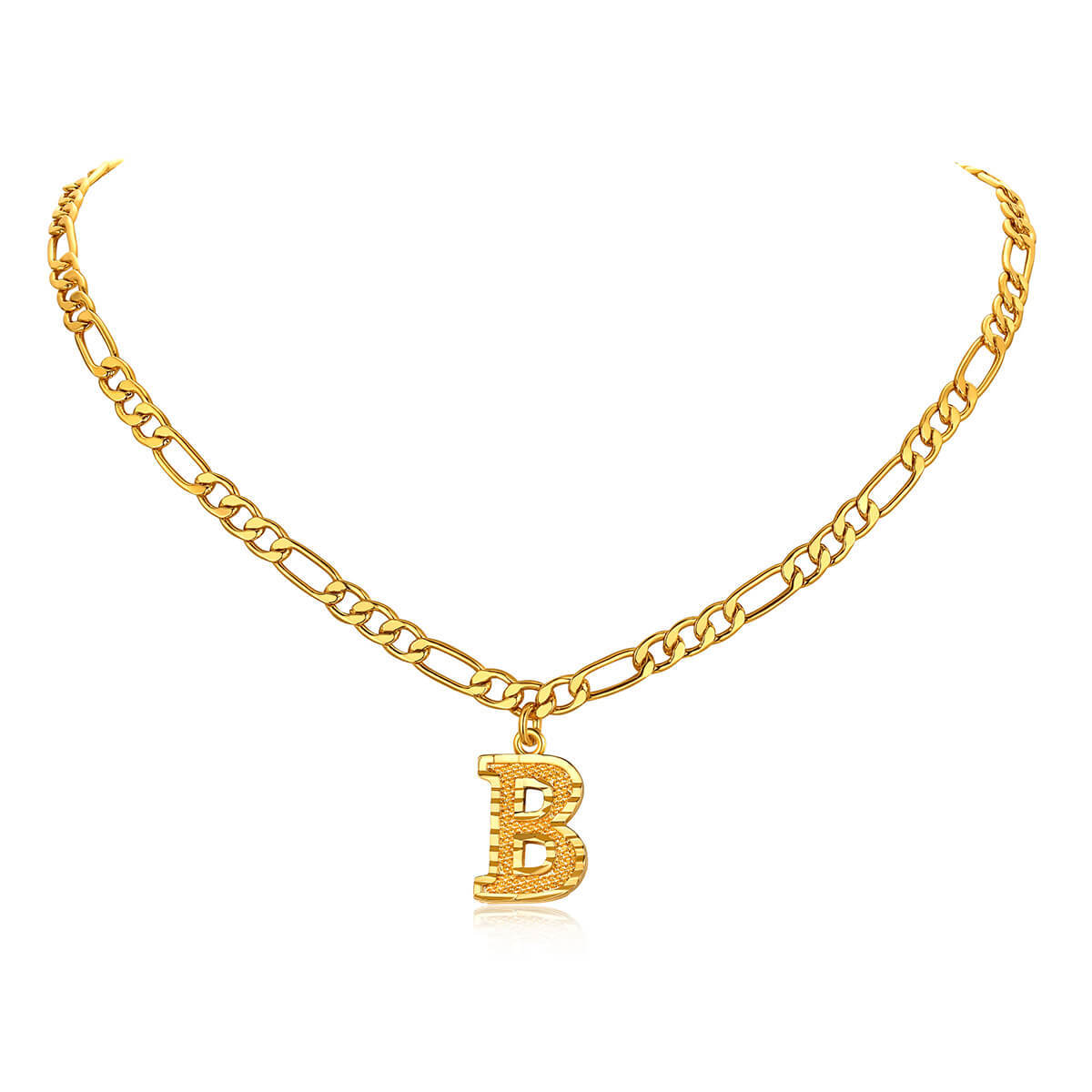 14K Gold Initial Letter Necklace-B
