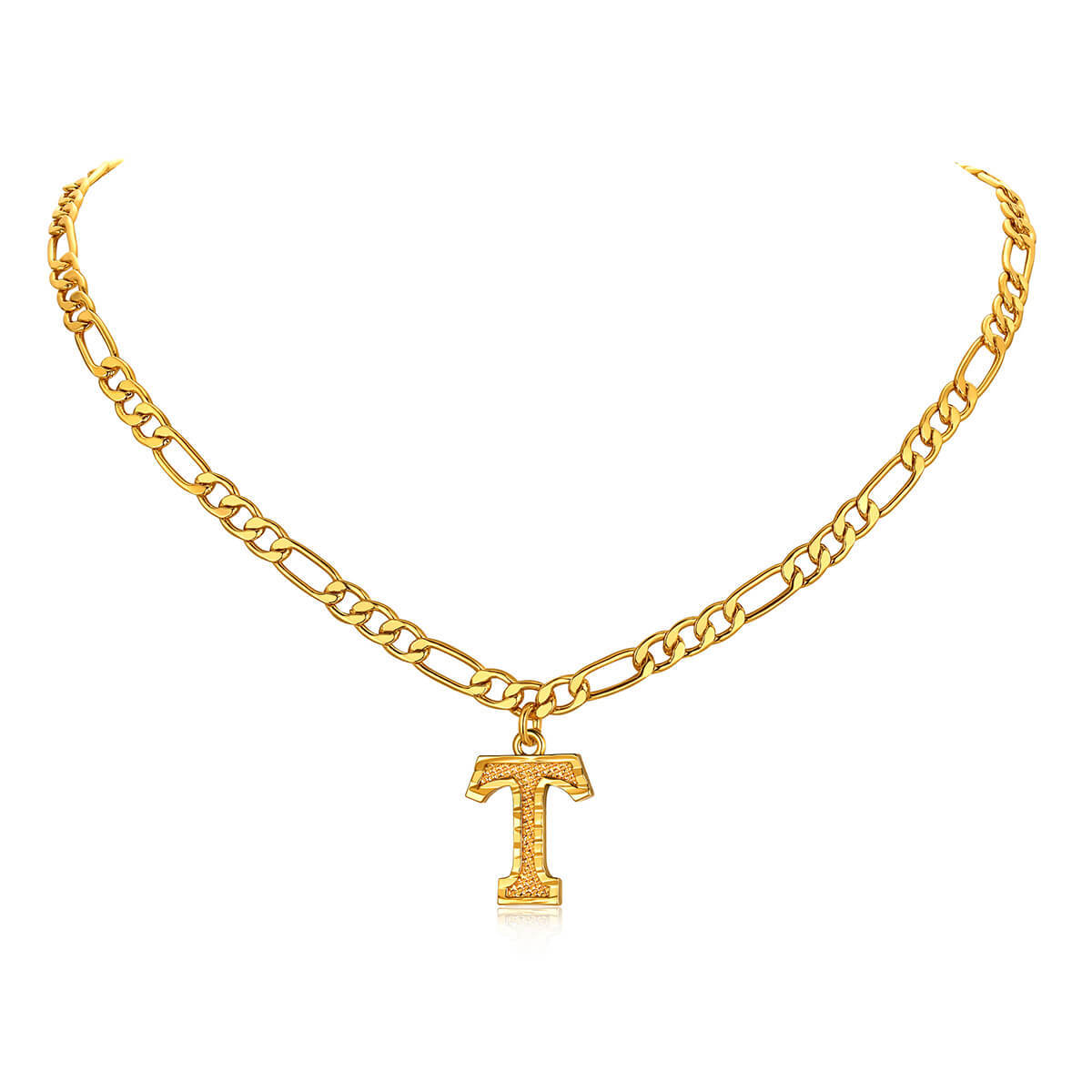14K Gold Initial Letter Necklace-T