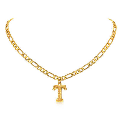 14K Gold Initial Letter Necklace-T