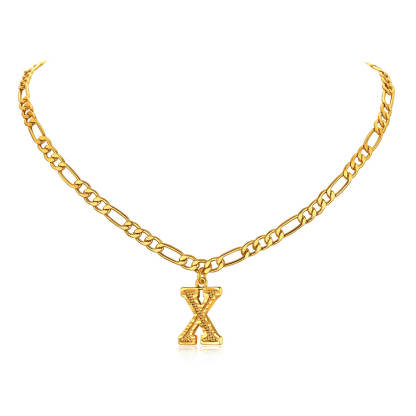 14K Gold Initial Letter Necklace-X