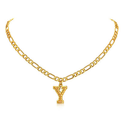 14K Gold Initial Letter Necklace-Y