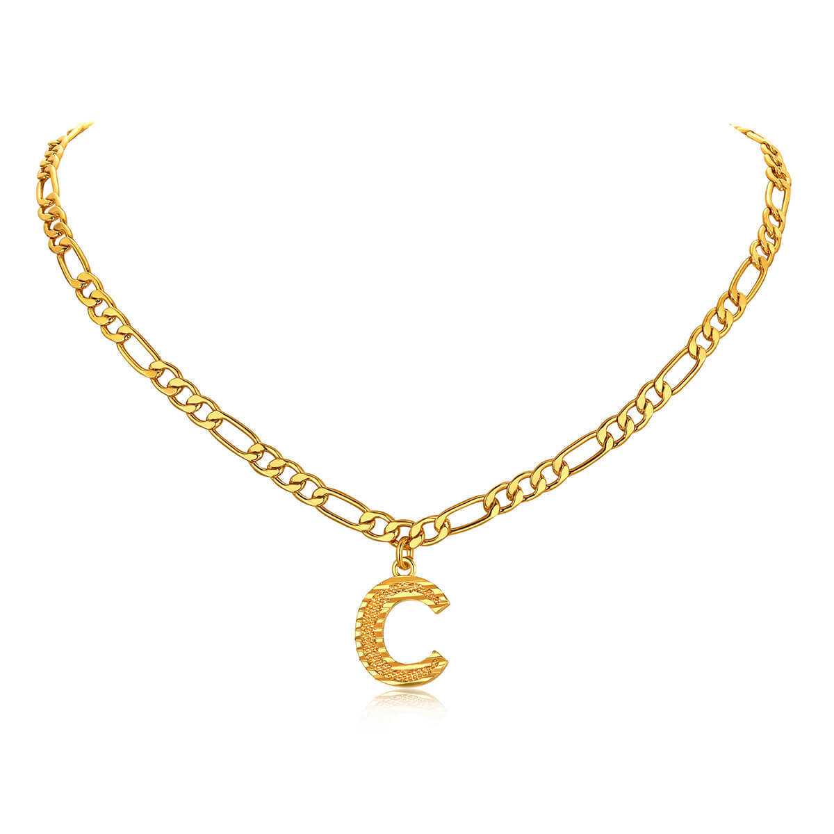 14K Gold Initial Letter Necklace-C